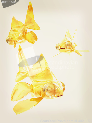 Image of Gold fishes. 3D illustration. Vintage style.