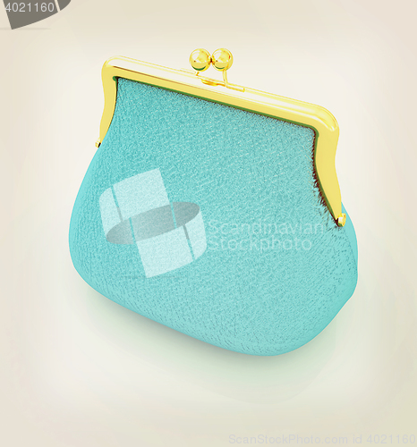 Image of Leather purse. 3D illustration. Vintage style.