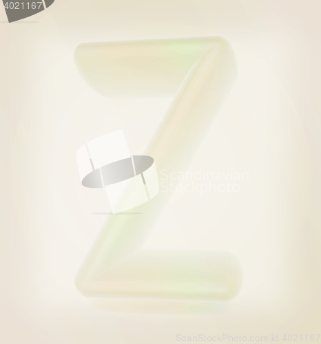 Image of Glossy alphabet. The letter \"Z\". 3D illustration. Vintage style.