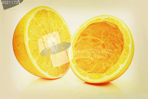 Image of orange fruit. 3D illustration. Vintage style.