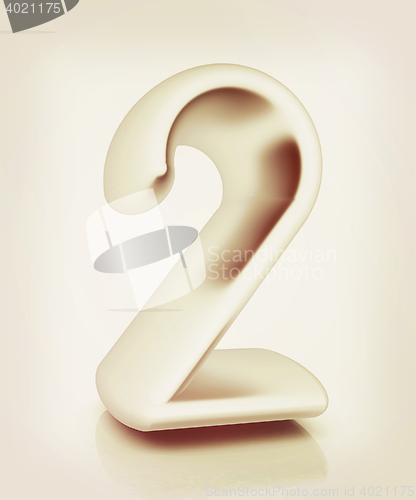 Image of Number \"2\"- two. 3D illustration. Vintage style.
