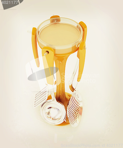 Image of cutlery on white background . 3D illustration. Vintage style.