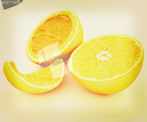 Image of orange fruit. 3D illustration. Vintage style.