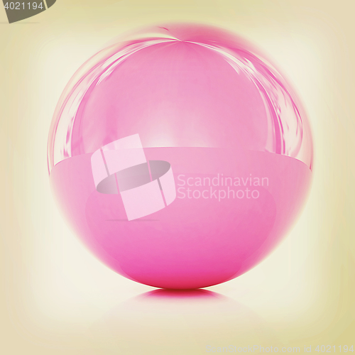 Image of Glossy pink sphere. 3D illustration. Vintage style.