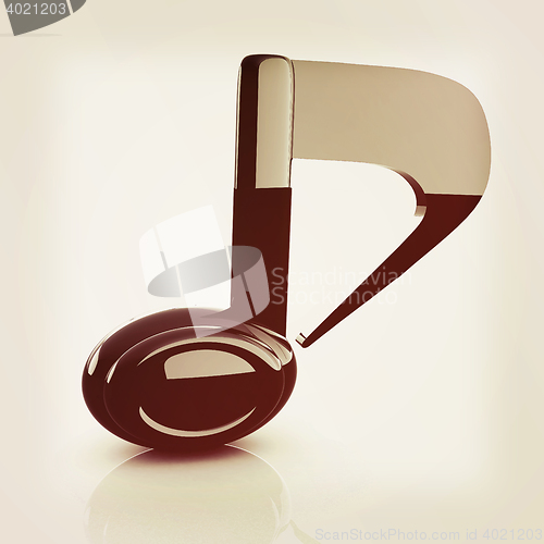 Image of musical note 3D on white background . 3D illustration. Vintage s