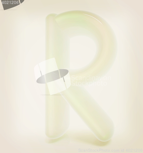 Image of Glossy alphabet. The letter \"R\". 3D illustration. Vintage style.