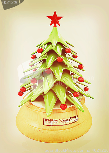 Image of Christmas tree. 3D illustration. Vintage style.