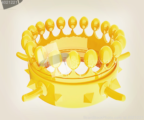 Image of Crown for a Royal King Cartoon. 3D illustration. Vintage style.