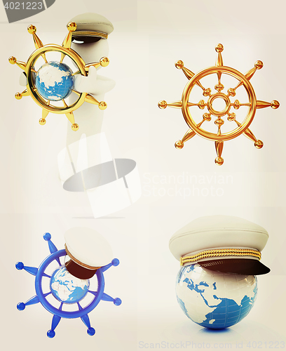 Image of Boat trips set . 3D illustration. Vintage style.