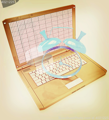 Image of Notebook and clock . 3D illustration. Vintage style.