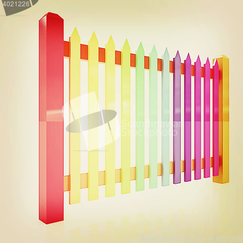 Image of Colorfull glossy fence . 3D illustration. Vintage style.