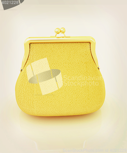 Image of Leather purse. 3D illustration. Vintage style.