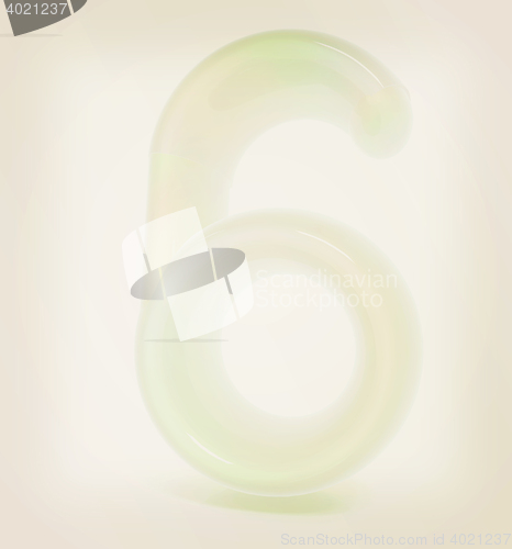 Image of Glossy 3d number \"six\". 3D illustration. Vintage style.