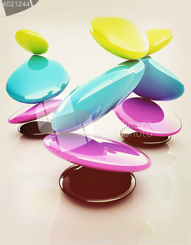 Image of Colorfull spa stones. 3d icon. 3D illustration. Vintage style.