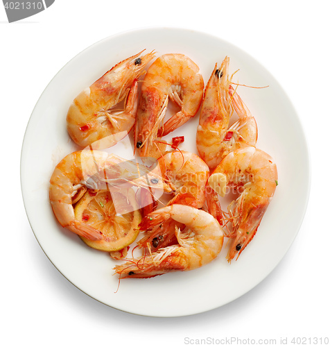 Image of roasted prawns on white plate