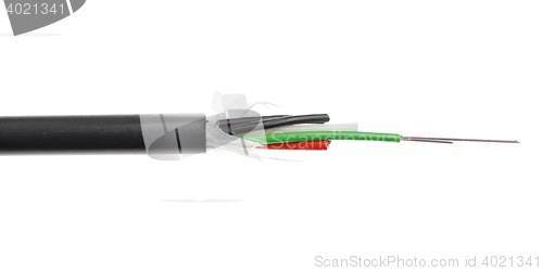 Image of Fiber optical cable detail isolated on white