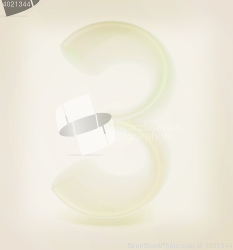 Image of Glossy 3d number \"three\". 3D illustration. Vintage style.