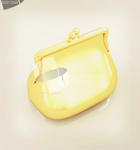 Image of Gold purse. 3D illustration. Vintage style.