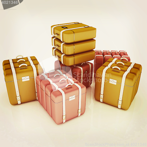 Image of travel bags on white . 3D illustration. Vintage style.