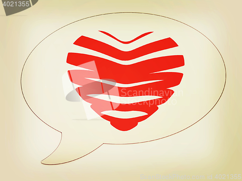 Image of messenger window icon. Heart of the bands . 3D illustration. Vin