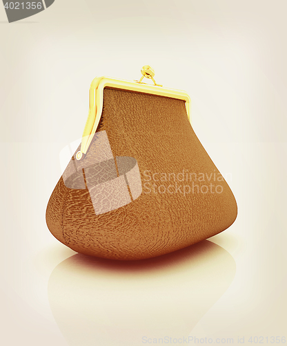 Image of Leather purse. 3D illustration. Vintage style.