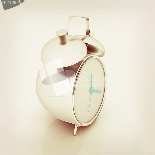 Image of Alarm clock. 3D illustration. Vintage style.