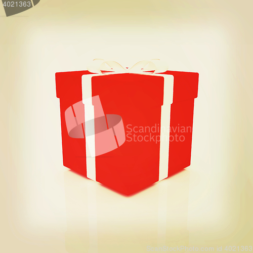 Image of Bright christmas gift. 3D illustration. Vintage style.