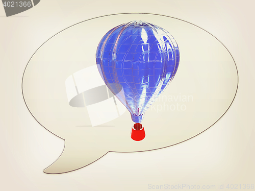 Image of messenger window icon and Hot Air Balloons with Gondola. 3D illu