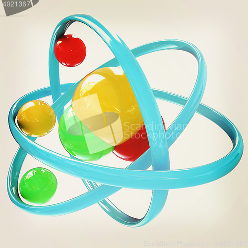 Image of 3d illustration of a water molecule. 3D illustration. Vintage st