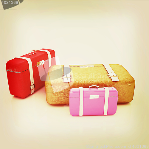 Image of Traveler\'s suitcases. 3D illustration. Vintage style.