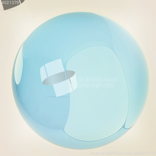 Image of Glossy blue sphere. 3D illustration. Vintage style.