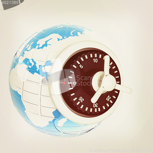 Image of World Security . 3D illustration. Vintage style.
