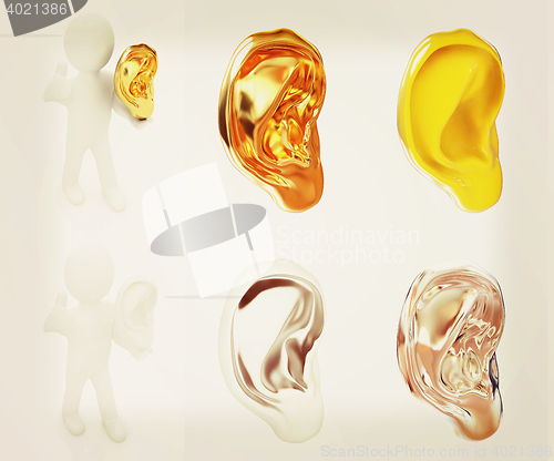 Image of Ear set . 3D illustration. Vintage style.