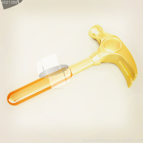 Image of Hammer on white background . 3D illustration. Vintage style.