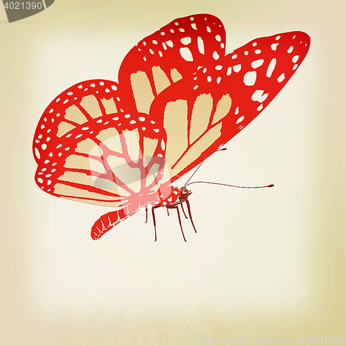 Image of beauty butterfly. 3D illustration. Vintage style.