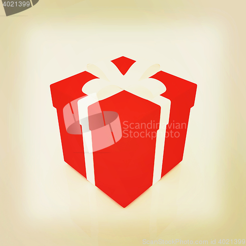 Image of Bright christmas gift. 3D illustration. Vintage style.
