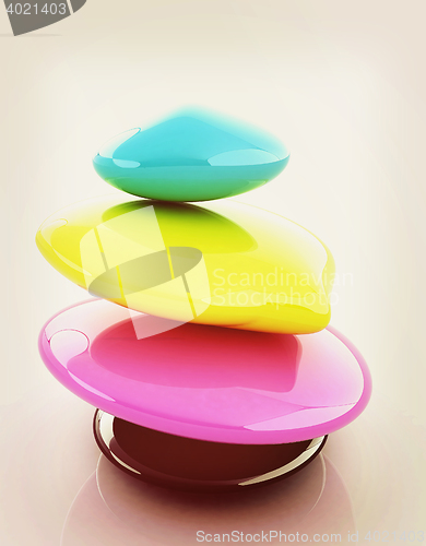 Image of Colorfull spa stones. 3d icon. 3D illustration. Vintage style.