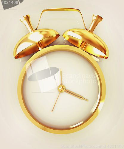 Image of 3D illustration of gold alarm clock icon. 3D illustration. Vinta