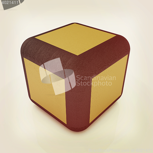 Image of leather foot stool ottoman . 3D illustration. Vintage style.