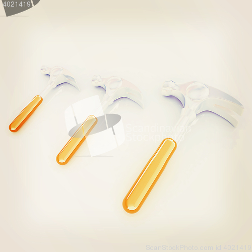 Image of Hammer on white background . 3D illustration. Vintage style.