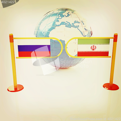 Image of Three-dimensional image of the turnstile and flags of Russia and