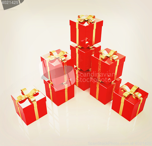 Image of Bright christmas gifts. 3D illustration. Vintage style.