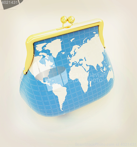 Image of Purse Earth. On-line concept. 3D illustration. Vintage style.