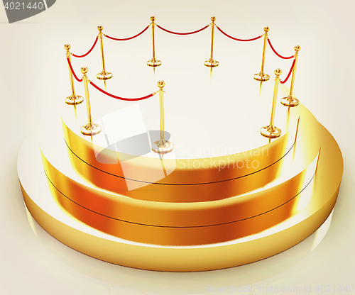 Image of Gold podium 3d . 3D illustration. Vintage style.