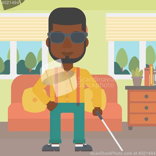 Image of Blind man with stick.