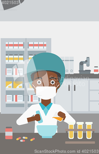 Image of Pharmacist preparing medication.
