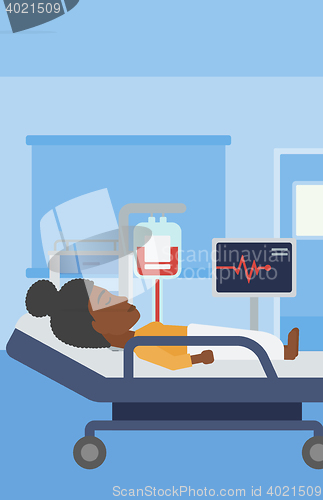Image of Woman lying in hospital bed.