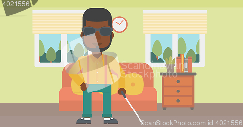 Image of Blind man with stick.