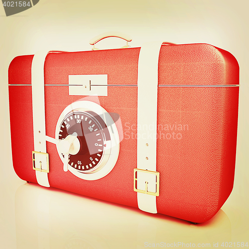 Image of suitcase-safe.. 3D illustration. Vintage style.