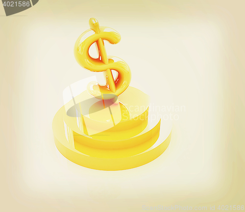 Image of icon dollar sign on podium. 3D illustration. Vintage style.